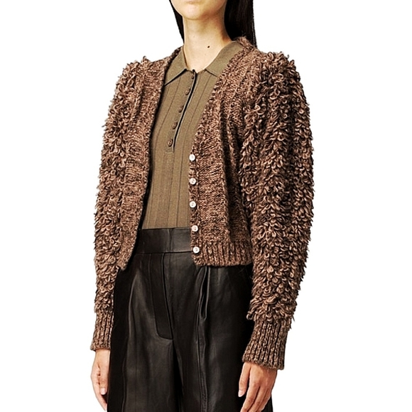REMAIN Birger Christensen Denise Alpaca Knit Crop Patchwork Oversized Ca… - Picture 7 of 16